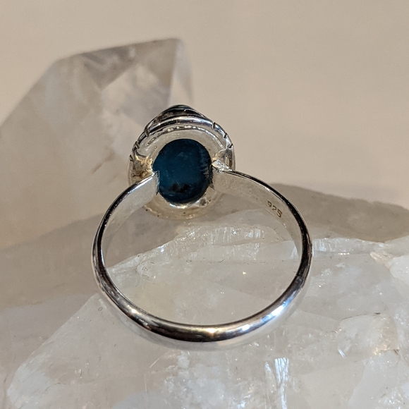 Natural Blue Apatite, 925 Silver Ring, Size 8.5 - Picture 5 of 9
